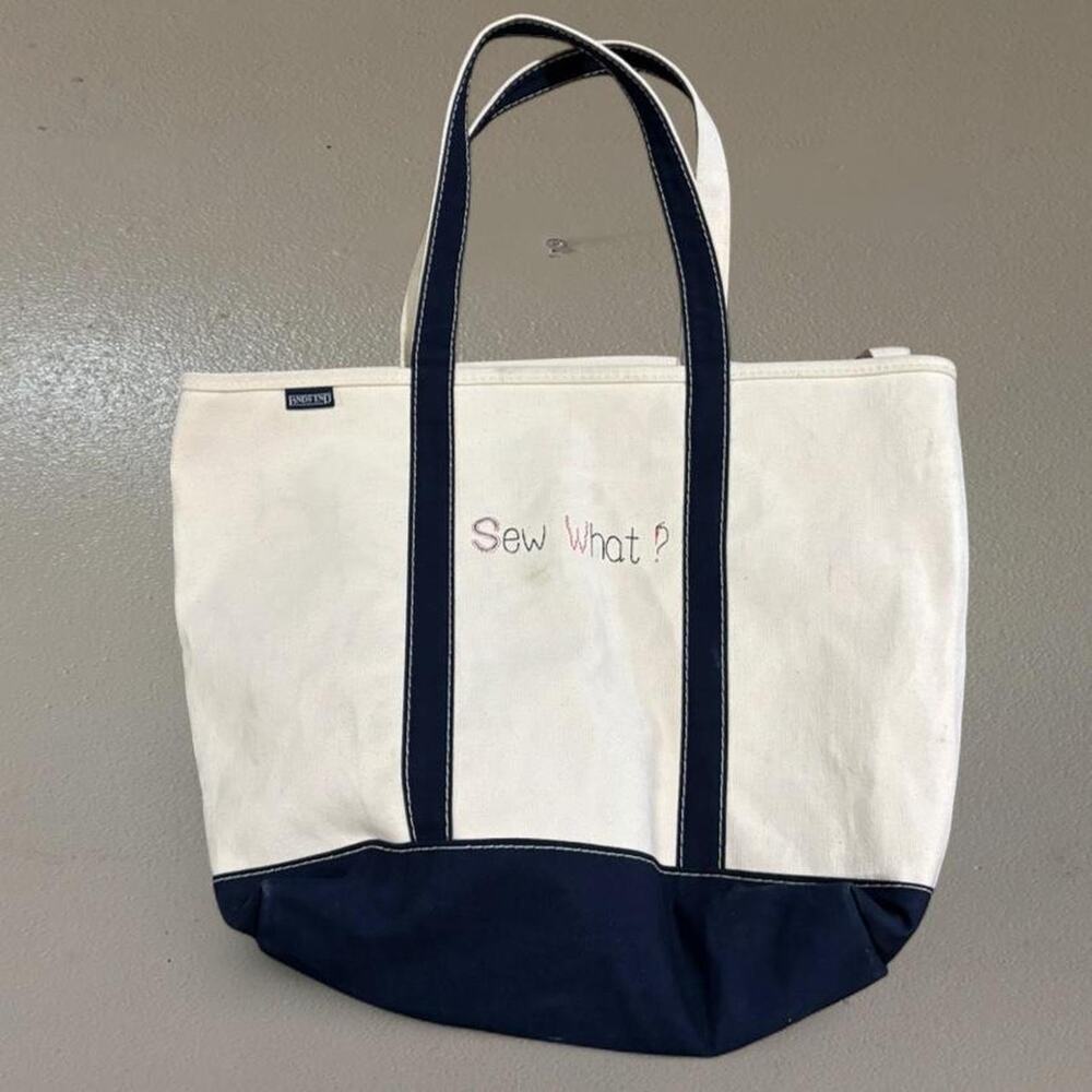 Vintage 90s Lands’ End Boat Tote Bag L.L.Bean Style W/Sew What Embroidery